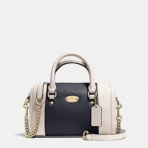 Nwot Coach Mini Bennett Midnight & White Crossbody Bag Satchel Purse